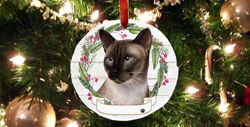 Cat Breed Ceramic Wreath Christmas Ornaments